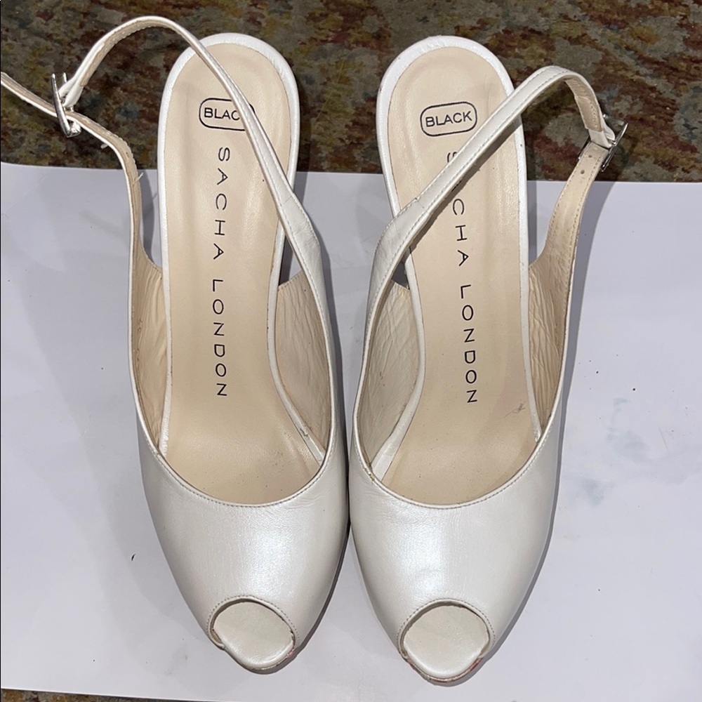 Sacha London White High Heel Peep-Toe Heels